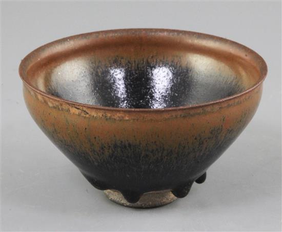 A Chinese hares fur glazed stoneware bowl, Song dynasty or later, diameter 12cm